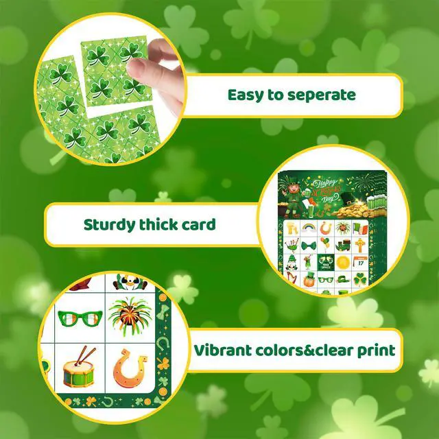 Alt view image 3 of 7 - 37pcs St Patrick's Day Bingo Cards for Irish Themed Party Games, St Patricks Day Bingo Cards for St Patricks Day Games St Patricks Day Decorations Saint Patricks Day Decorations