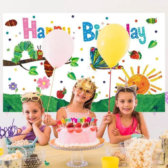 Alt view image 4 of 7 - "43.3'' x 71'' Hungry Caterpillar Background Caterpillar Birthday Decoration,Caterpillar Birthday Party Supplies, Caterpillar Party Decorations, Spring Party Decorations, Butterfly Banners"