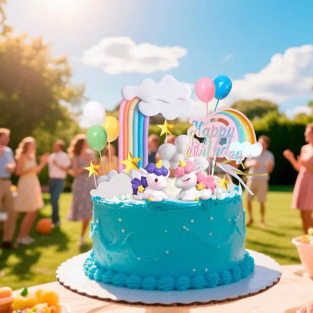 Alt view image 6 of 7 - Unicorn Cake Decoration, 23pcs Unicorn Cake Topper Set - Unicorn Rainbow Cake Decorations & Unicorn Cloud Balloon Star etc Unicorn Party Cake Topper for Unicorn Birthday