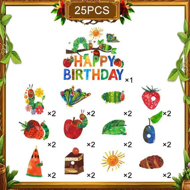 Alt view image 2 of 7 - 25pcs Very Hungry Caterpillar Cake Decorations, Hungry Caterpillar Decorations Set Including Caterpillar Cake Topper + Hungry Caterpillar Cupcake Toppers for Kids Baby Shower