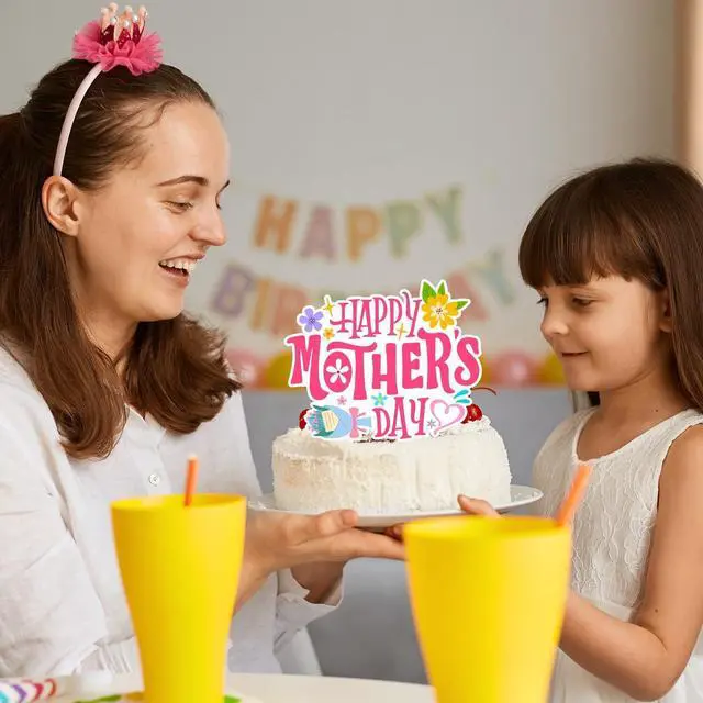 Alt view image 6 of 7 - Mother's Day Cake Topper, Mothers Day Cake Decorations Set - 1pcs Happy Mothers Day Cake Topper + 24pcs Happy Mothers Day Cupcake Toppers for Happy Mothers Day Decorations Supplies