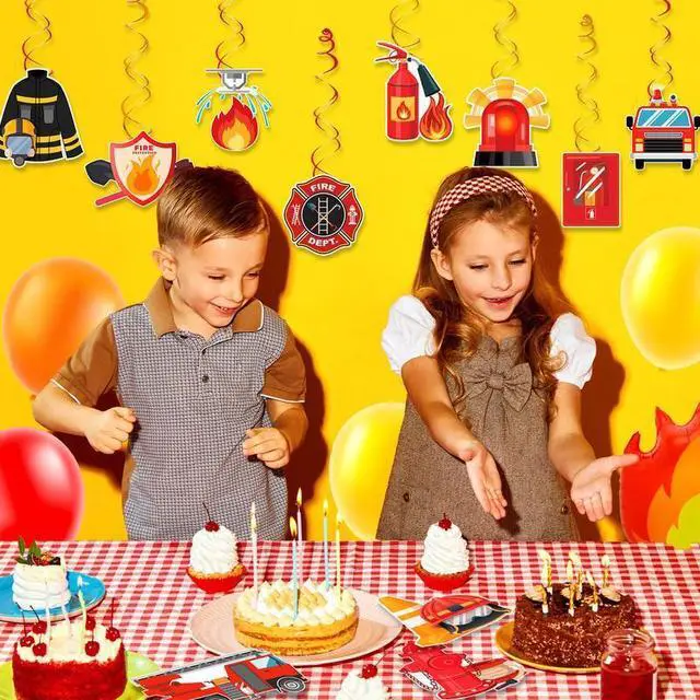 Alt view image 4 of 7 - Fire Truck Hanging Swirls, Firetruck Birthday Decorations Set - Fire Truck Hanging Swirl Decorations, Firefighter Hanging Swirl & Fire Engine Rescue Hanging Swirls for Fireman Theme Party Baby Shower