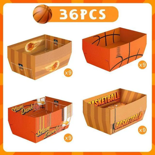 Alt view image 2 of 7 - Basketball Party Decorations, 36pcs Basketball Serving Trays Basketball Popcorn Tray Basketball Food Trays for Basketball Birthday Party Decorations, Basketball Snack Trays for Basketball Decor