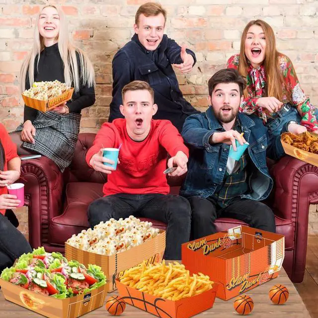 Alt view image 3 of 7 - Basketball Party Decorations, 36pcs Basketball Serving Trays Basketball Popcorn Tray Basketball Food Trays for Basketball Birthday Party Decorations, Basketball Snack Trays for Basketball Decor
