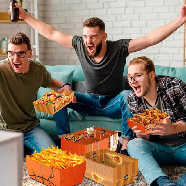 Alt view image 4 of 7 - Basketball Party Decorations, 36pcs Basketball Serving Trays Basketball Popcorn Tray Basketball Food Trays for Basketball Birthday Party Decorations, Basketball Snack Trays for Basketball Decor