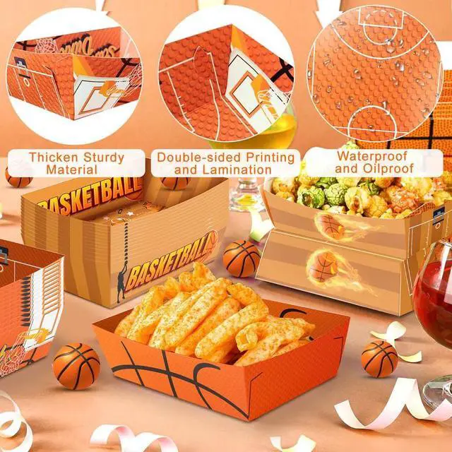 Alt view image 5 of 7 - Basketball Party Decorations, 36pcs Basketball Serving Trays Basketball Popcorn Tray Basketball Food Trays for Basketball Birthday Party Decorations, Basketball Snack Trays for Basketball Decor