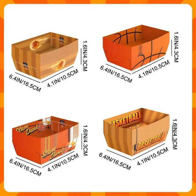 Alt view image 7 of 7 - Basketball Party Decorations, 36pcs Basketball Serving Trays Basketball Popcorn Tray Basketball Food Trays for Basketball Birthday Party Decorations, Basketball Snack Trays for Basketball Decor