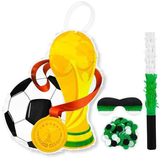 Main image of Soccer Ball Pinata, 4 Pcs Soccer Pinatas Bundle - 15.1'' Soccer Theme Piñata, Soccer Party Pinata Stick & Soccer Party Games Blindfold etc Sports Pinata Supplies for Soccer Birthday Party Decorations