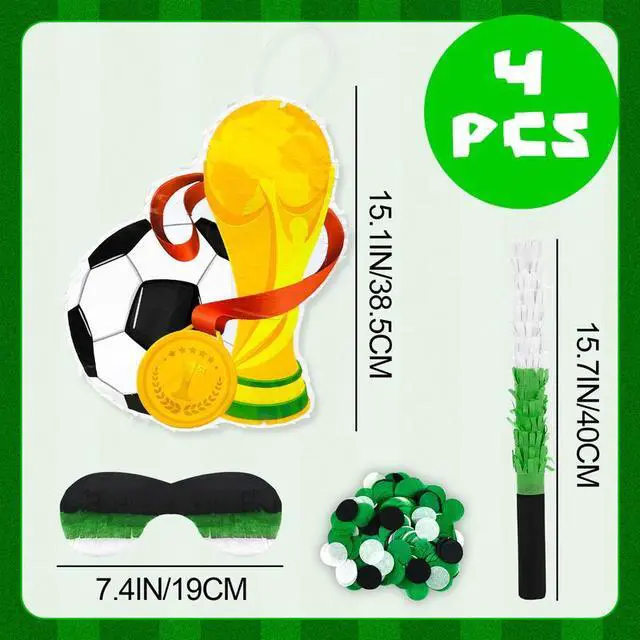 Alt view image 2 of 7 - Soccer Ball Pinata, 4 Pcs Soccer Pinatas Bundle - 15.1'' Soccer Theme Piñata, Soccer Party Pinata Stick & Soccer Party Games Blindfold etc Sports Pinata Supplies for Soccer Birthday Party Decorations