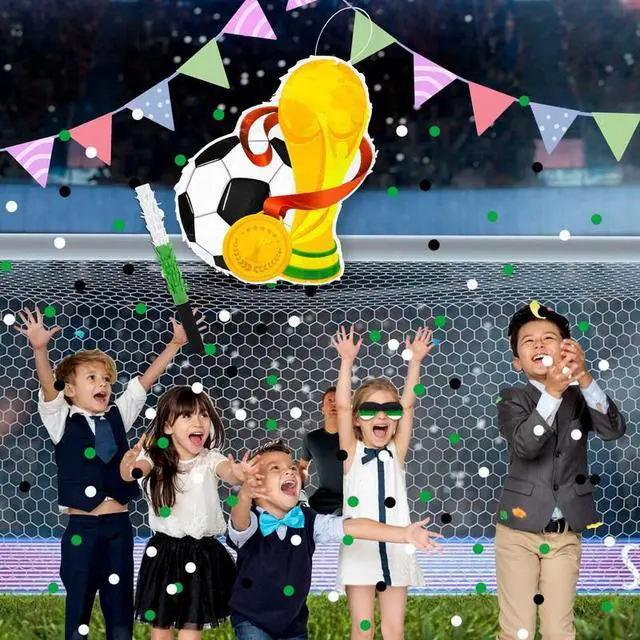 Alt view image 3 of 7 - Soccer Ball Pinata, 4 Pcs Soccer Pinatas Bundle - 15.1'' Soccer Theme Piñata, Soccer Party Pinata Stick & Soccer Party Games Blindfold etc Sports Pinata Supplies for Soccer Birthday Party Decorations