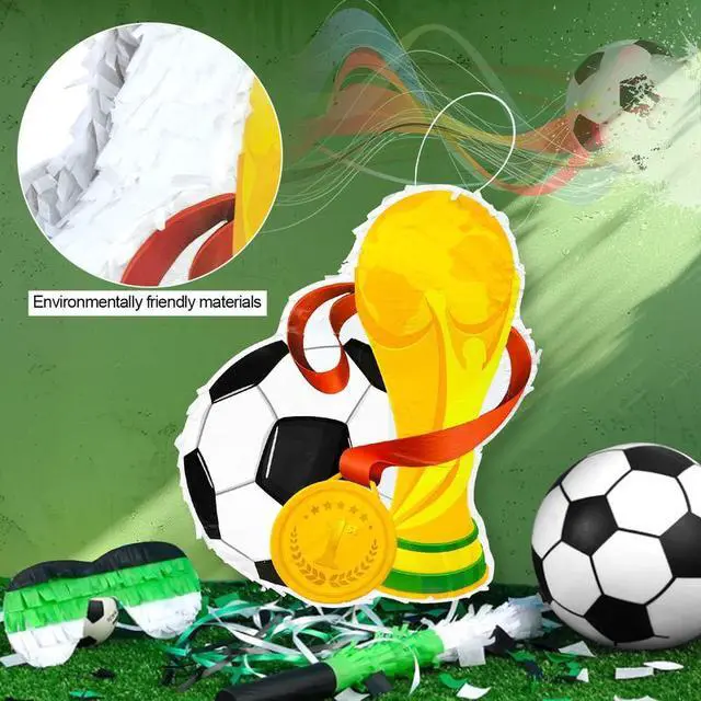 Alt view image 5 of 7 - Soccer Ball Pinata, 4 Pcs Soccer Pinatas Bundle - 15.1'' Soccer Theme Piñata, Soccer Party Pinata Stick & Soccer Party Games Blindfold etc Sports Pinata Supplies for Soccer Birthday Party Decorations