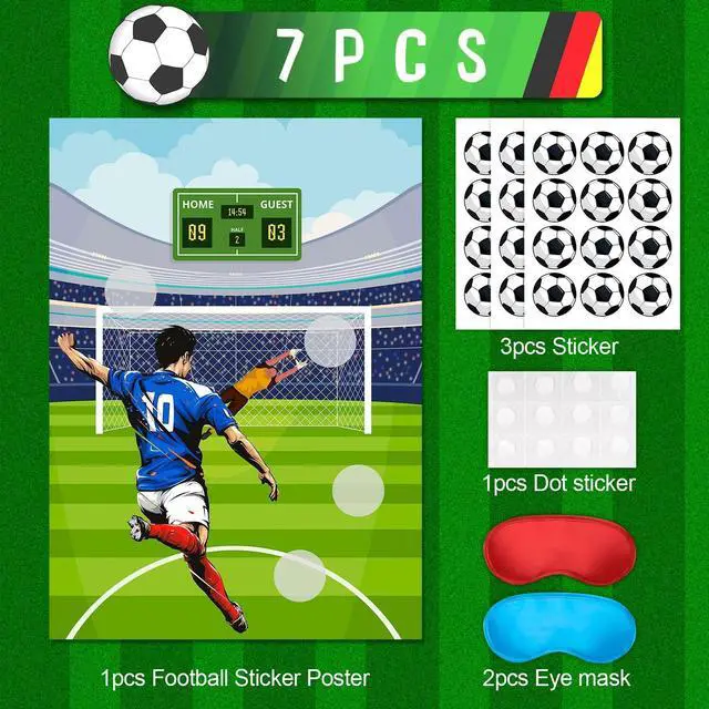 Alt view image 2 of 7 - Pin The Soccer on The Goal Kids Party Games, 7 Pcs Soccer Birthday Party Games Supplies - Soccer Party Games Poster, Soccer Game Stickers & Soccer Decorations Blindfold etc Soccer Party Decorations