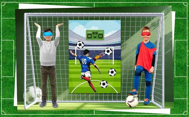 Alt view image 7 of 7 - Pin The Soccer on The Goal Kids Party Games, 7 Pcs Soccer Birthday Party Games Supplies - Soccer Party Games Poster, Soccer Game Stickers & Soccer Decorations Blindfold etc Soccer Party Decorations