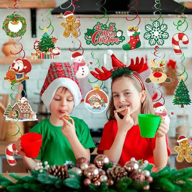 Alt view image 4 of 7 - Christmas Hanging Swirls Decorations, 61 Pcs Christmas Swirls, Xmas Hanging Decorations & Christmas Foil Swirl Hanging Decorations, for Christmas Decorations & Christmas Party Decor
