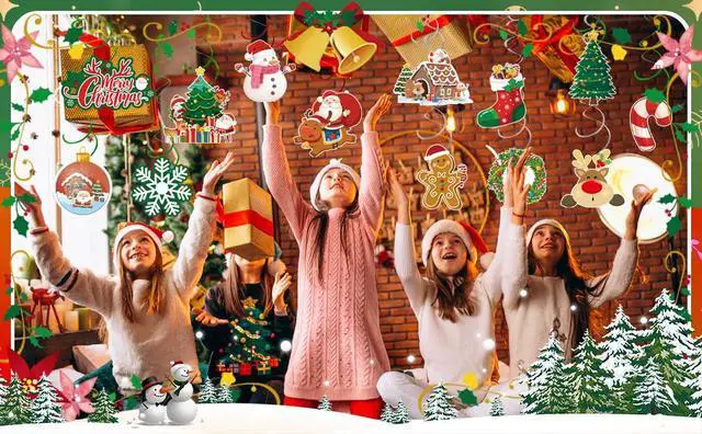 Alt view image 7 of 7 - Christmas Hanging Swirls Decorations, 61 Pcs Christmas Swirls, Xmas Hanging Decorations & Christmas Foil Swirl Hanging Decorations, for Christmas Decorations & Christmas Party Decor