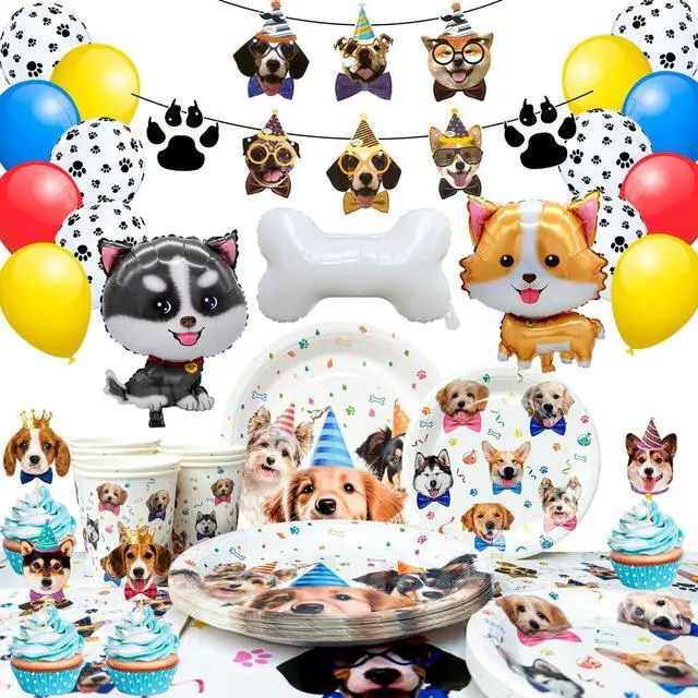 Main image of Puppy Dog Birthday Party Supplies,148pcs Dog Party Decorations & Dog Birthday Party Tableware Set- Dog Birthday Banner,Puppy Balloons&Puppy Party Plates Cups Table Cloth etc Dog Themed Party Supplies