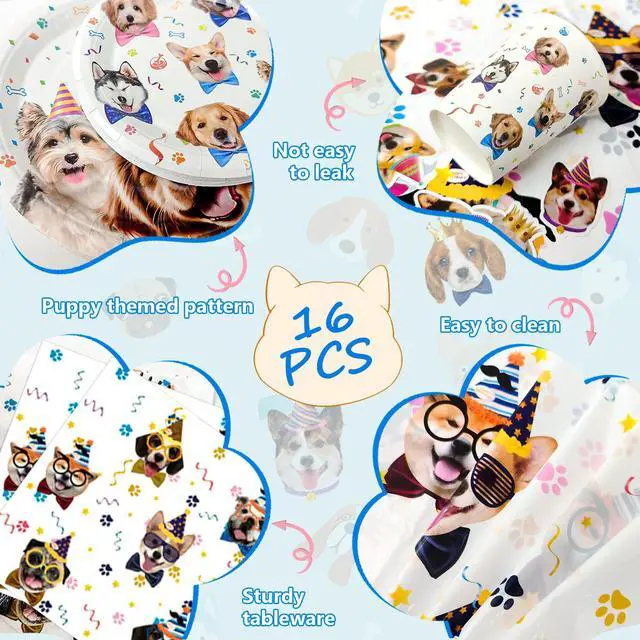 Alt view image 5 of 7 - Puppy Dog Birthday Party Supplies,148pcs Dog Party Decorations & Dog Birthday Party Tableware Set- Dog Birthday Banner,Puppy Balloons&Puppy Party Plates Cups Table Cloth etc Dog Themed Party Supplies