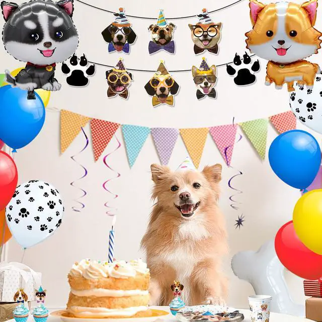 Alt view image 6 of 7 - Puppy Dog Birthday Party Supplies,148pcs Dog Party Decorations & Dog Birthday Party Tableware Set- Dog Birthday Banner,Puppy Balloons&Puppy Party Plates Cups Table Cloth etc Dog Themed Party Supplies
