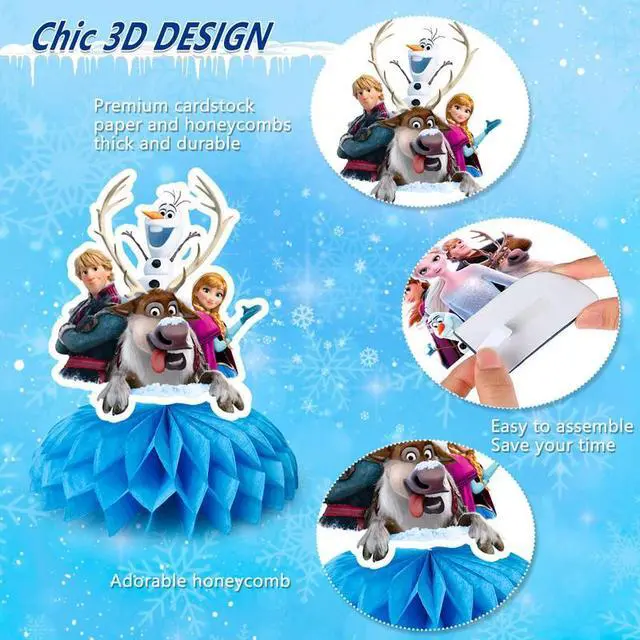 Alt view image 6 of 7 - Frozen Centerpieces,9pcs Frozen Birthday Party Table Centerpieces Set- Frozen Party Centerpieces, Frozen Honeycomb Centerpieces & Frozen Themed Centerpieces for Elsa Party or Frozen Table Decorations