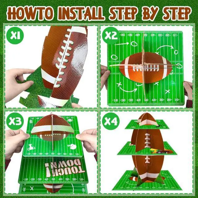 Alt view image 2 of 7 - Football Cupcake Stand, 3 Tier Football Party Cake Stand/Football Dessert Stand/Football Cupcake Holder for Football Party Decorations, Super Bowl Decorations or Football Cake Decorations