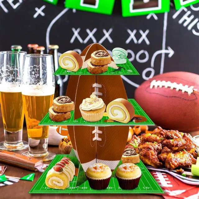Alt view image 4 of 7 - Football Cupcake Stand, 3 Tier Football Party Cake Stand/Football Dessert Stand/Football Cupcake Holder for Football Party Decorations, Super Bowl Decorations or Football Cake Decorations
