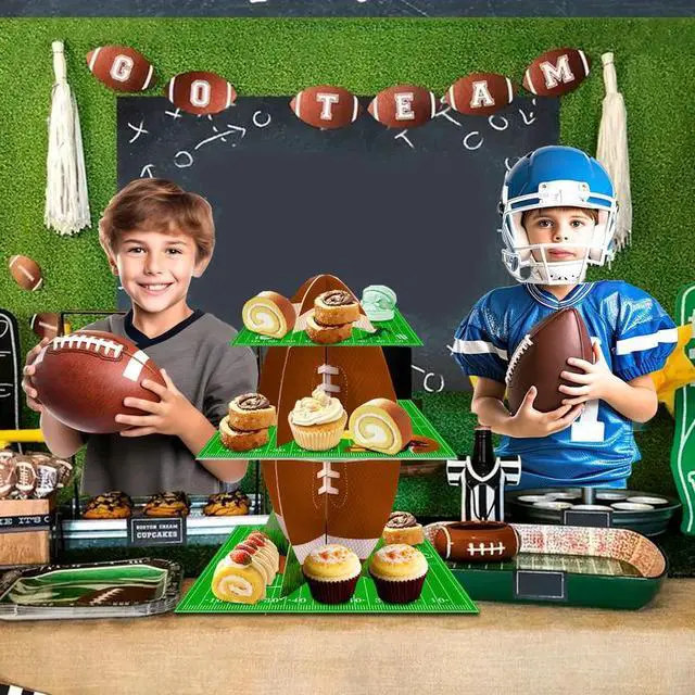 Alt view image 5 of 7 - Football Cupcake Stand, 3 Tier Football Party Cake Stand/Football Dessert Stand/Football Cupcake Holder for Football Party Decorations, Super Bowl Decorations or Football Cake Decorations