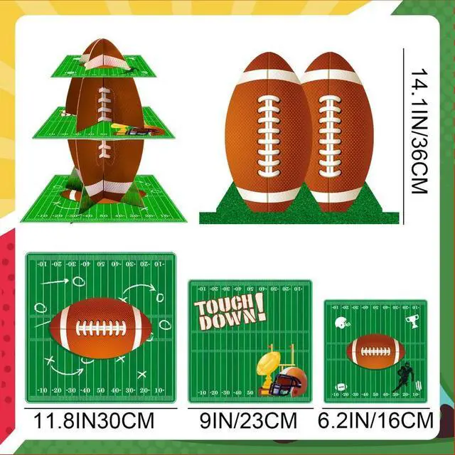 Alt view image 7 of 7 - Football Cupcake Stand, 3 Tier Football Party Cake Stand/Football Dessert Stand/Football Cupcake Holder for Football Party Decorations, Super Bowl Decorations or Football Cake Decorations
