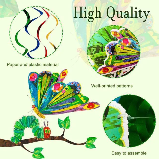 Alt view image 3 of 7 - The Very Hungry Caterpillar Hanging Swirl, 20pcs Hungry Caterpillar Birthday Hanging Swirl, Caterpillar Butterfly Theme Hanging Swirl for Hungry Caterpillar Birthday Decorations Supplies