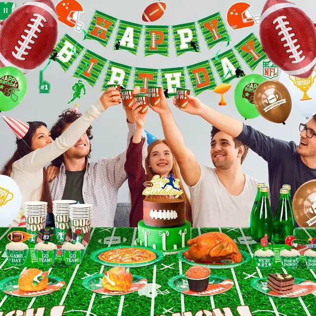 Alt view image 4 of 7 - Football Decoration Tableware Set Soccer Birthday Party Supplies Banner Balloons