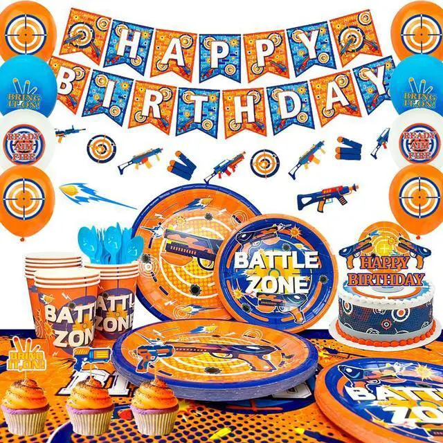 Main image of Dart War Party Supplies,161pcs Dart War Birthday Party Decorations&Tableware Set-Dart War Birthday Party Banner Balloons Plates Napkins Cups Tablecloth etc Dart War Birthday Party Supplies for Boys