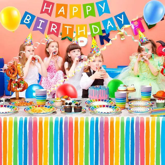 Alt view image 5 of 7 - Rainbow Party Supplies,166pcs Rainbow Party Decorations & Tableware Set - Rainbow Party Plates Napkins Cups & Rainbow Birthday Decorations Balloons Banner etc Rainbow Themed Birthday Party Supplies