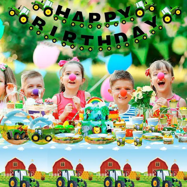 Alt view image 3 of 7 - Tractor Birthday Party Supplies,130pcs Tractor Birthday Decorations Tableware Pack-Tractor Plates and Napkins Cups Tablecloth & Tractor Birthday Party Banner etc Tractor Themed Birthday Party Supplies