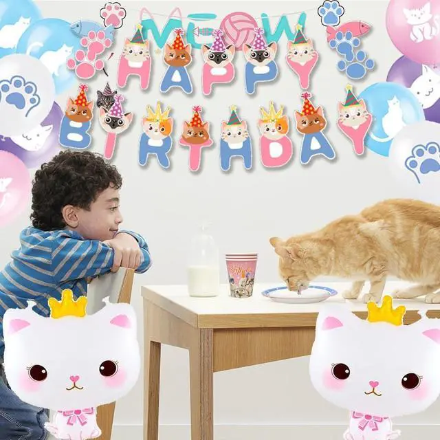 Alt view image 5 of 7 - Cat Birthday Party Supplies,178pcs Cat Party Decorations&Tableware Set-Kitten Birthday Party Decorations Balloons Banner&Cat Party Plates Cups Napkins Tablecloth etc Cat Themed Birthday Party Supplies