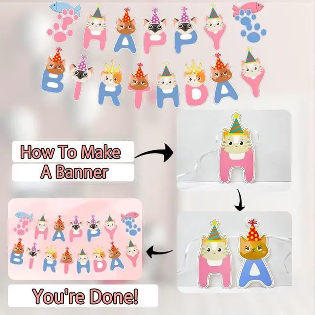 Alt view image 6 of 7 - Cat Birthday Party Supplies,178pcs Cat Party Decorations&Tableware Set-Kitten Birthday Party Decorations Balloons Banner&Cat Party Plates Cups Napkins Tablecloth etc Cat Themed Birthday Party Supplies