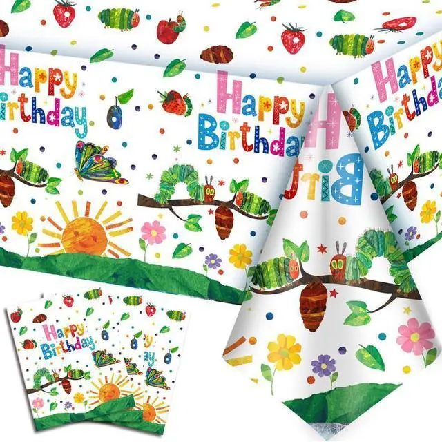 Main image of "54 x 108'' Hungry Caterpillar Party Tablecloth Butterfly Decorations, 3 Pcs,Hungry Caterpillar Party Decorations, One Caterpillar Birthday Tablecloth, Caterpillar Birthday Party Supplies, Spring Par