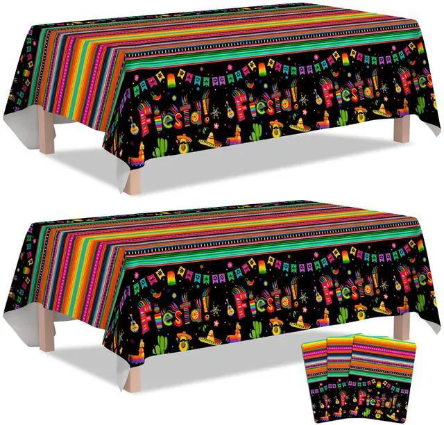 Main image of Mexican Fiesta Party Tablecloth, 3pcs Mexican Fiesta Tablecloths Set - Mexican Tablecloth for Fiesta, Cinco de Mayo Table Covers & Cinco de Mayo Fiesta Tablecloth, for Mexican Fiesta Party Decorations