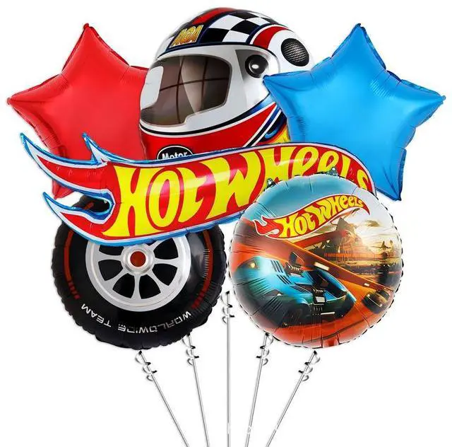 Main image of 10 Pcs Hot Wheels Party Decoration Balloons Hot Wheels Foil Balloons Hot Wheels Party Balloons for Hot Wheels Party Decorations