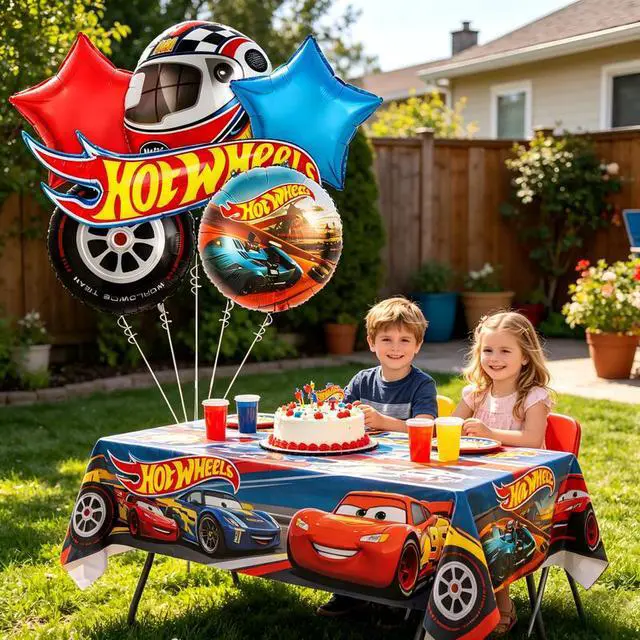 Alt view image 4 of 7 - 10 Pcs Hot Wheels Party Decoration Balloons Hot Wheels Foil Balloons Hot Wheels Party Balloons for Hot Wheels Party Decorations