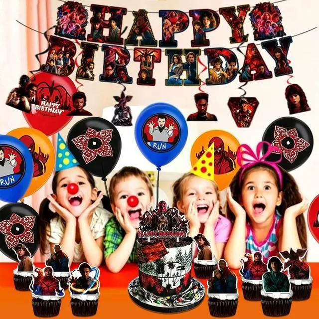 Alt view image 3 of 7 - 47 Pcs Stranger Things Party Decorations Set - Stranger Things Banner Balloons Tablecloth Cake Toppers etc Stranger Things Birthday Party Supplies