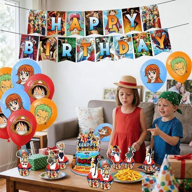 Alt view image 3 of 7 - 32 Pcs One Piece Party Decorations Set - One Piece Banner Balloons Cake Toppers etc One Piece Birthday Decorations for Kids One Piece Birthday Party Supplies