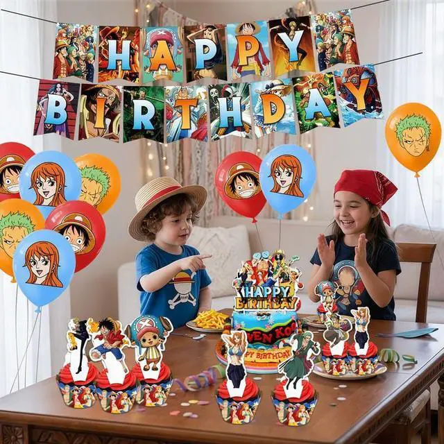 Alt view image 4 of 7 - 32 Pcs One Piece Party Decorations Set - One Piece Banner Balloons Cake Toppers etc One Piece Birthday Decorations for Kids One Piece Birthday Party Supplies