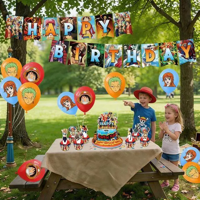 Alt view image 5 of 7 - 32 Pcs One Piece Party Decorations Set - One Piece Banner Balloons Cake Toppers etc One Piece Birthday Decorations for Kids One Piece Birthday Party Supplies