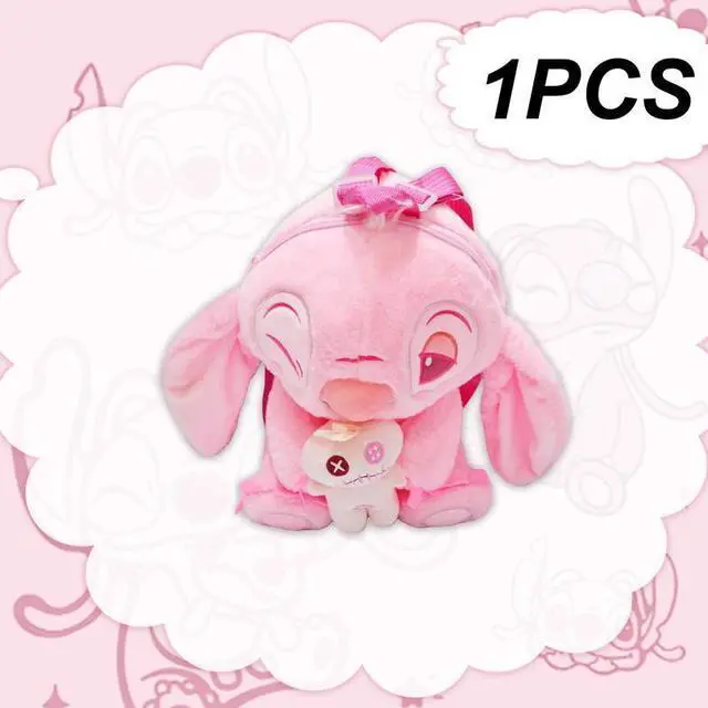 Alt view image 2 of 7 - Pink Stitch Plush Backpack 3D Girl Soft Mini Stitch Backpack Travel School Gift