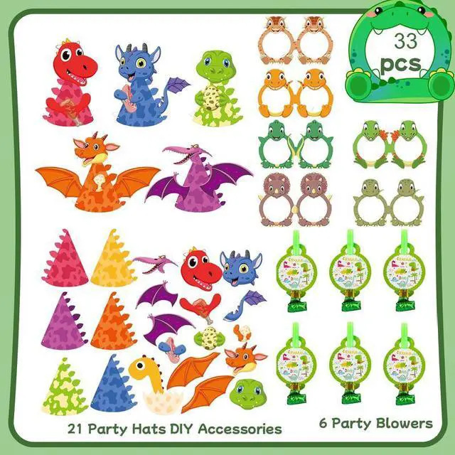 Alt view image 2 of 7 - 33 Pcs Dinosaurs Party Favors Dino Party Decoration Kids Game Gift Photo Props