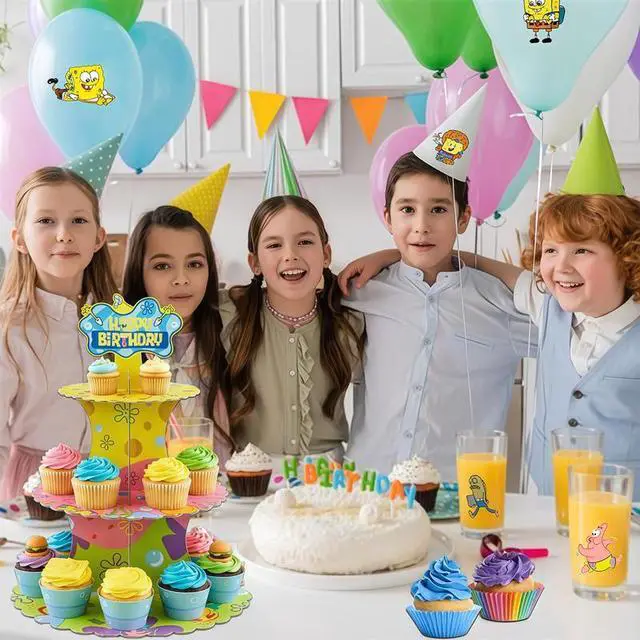 Alt view image 2 of 7 - SpongeBob Birthday Cake Stand SpongeBob Party Decoration Kid Party Cake Supplies