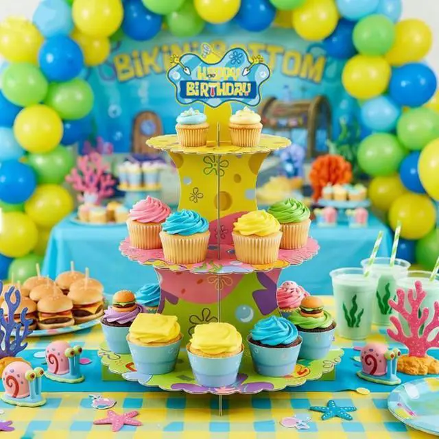 Alt view image 5 of 7 - SpongeBob Birthday Cake Stand SpongeBob Party Decoration Kid Party Cake Supplies