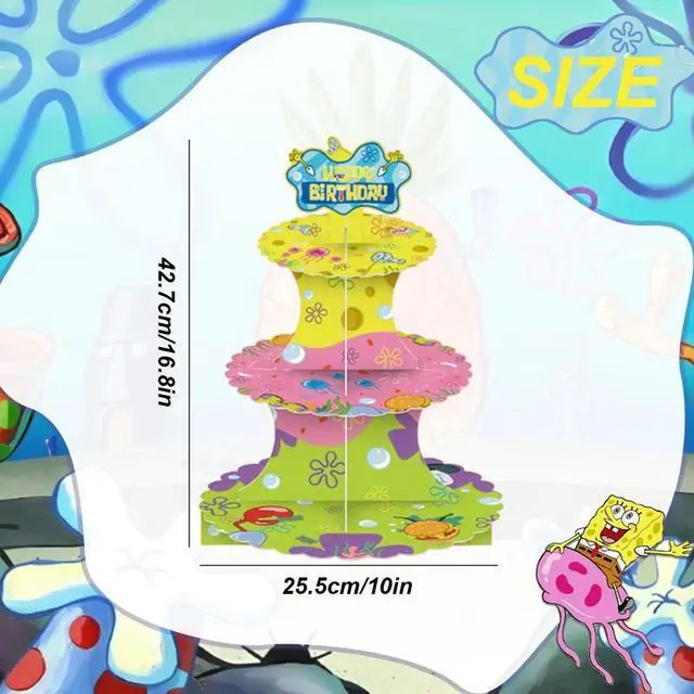 Alt view image 7 of 7 - SpongeBob Birthday Cake Stand SpongeBob Party Decoration Kid Party Cake Supplies