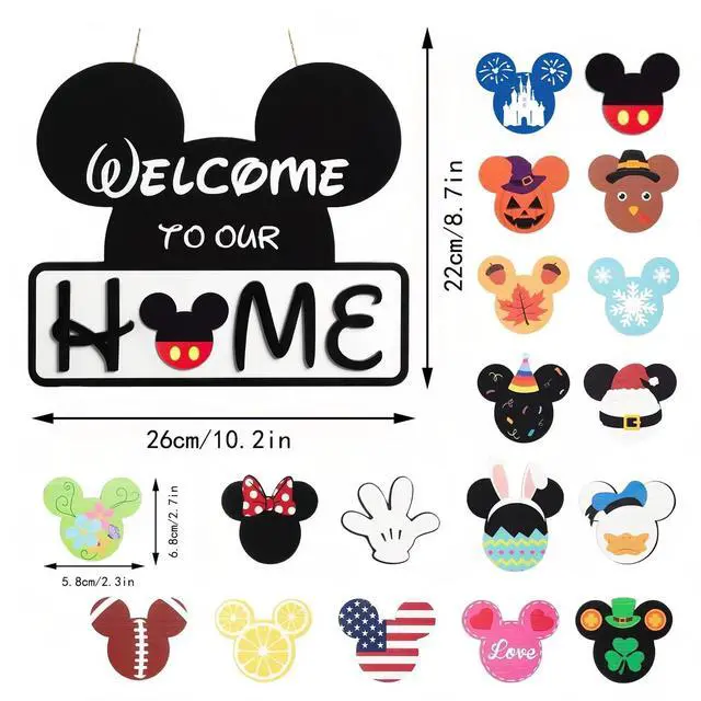 Alt view image 4 of 6 - Welcome Door Sign Mickey Mouse Party Decoration Disney Party Supplies Outdoor