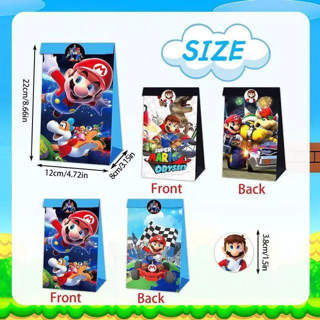 Alt view image 7 of 7 - Super Mario Party Favors Super Mario Party Supplies Gift Bags Candy Bags Loot