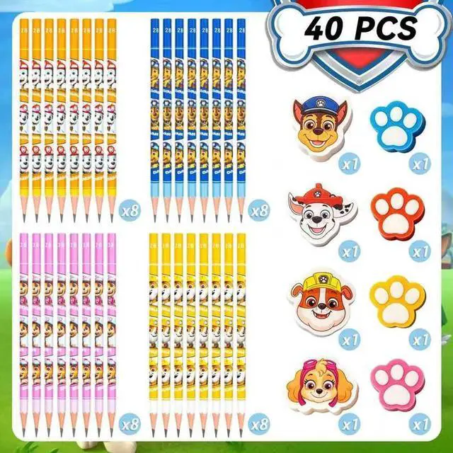 Alt view image 2 of 7 - 40 PAW Patrol Kids Stationery Kit School Supplies Gift Bag Filler Pencils Eraser